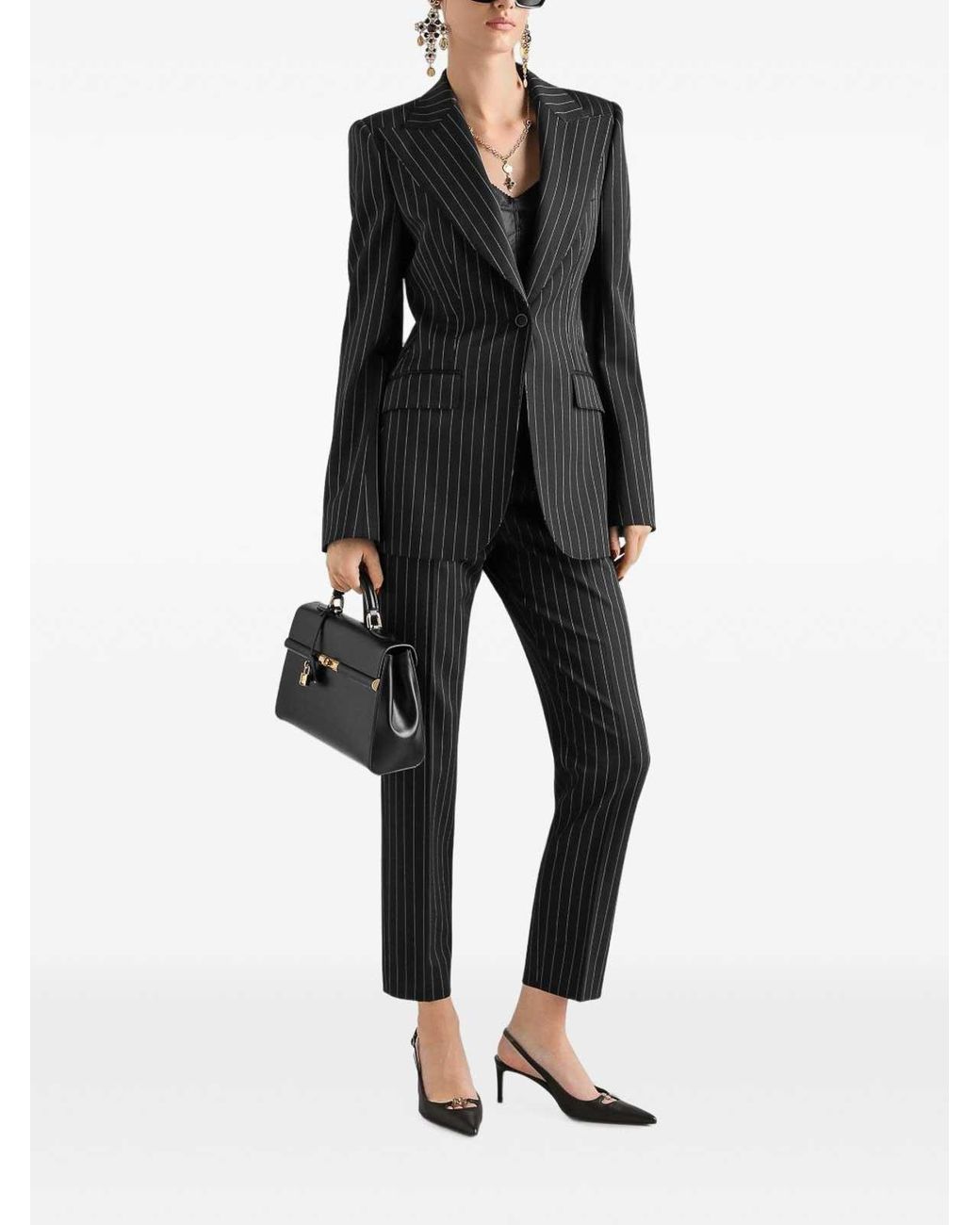 Dolce & Gabbana Black High-Waisted Wool Trousers