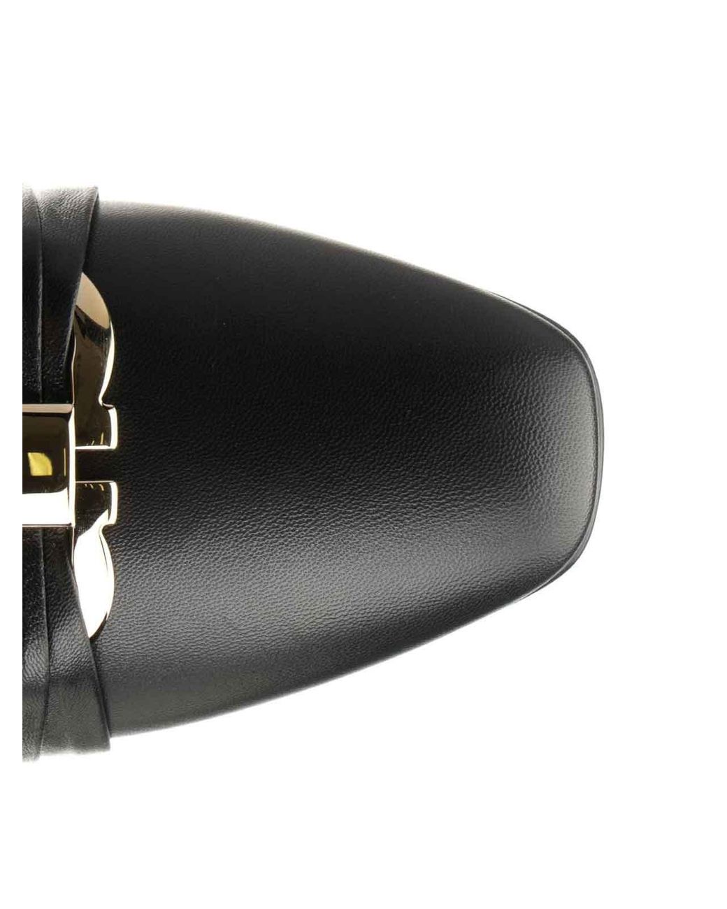 Ferragamo Black Gancini Ornament Moccasin