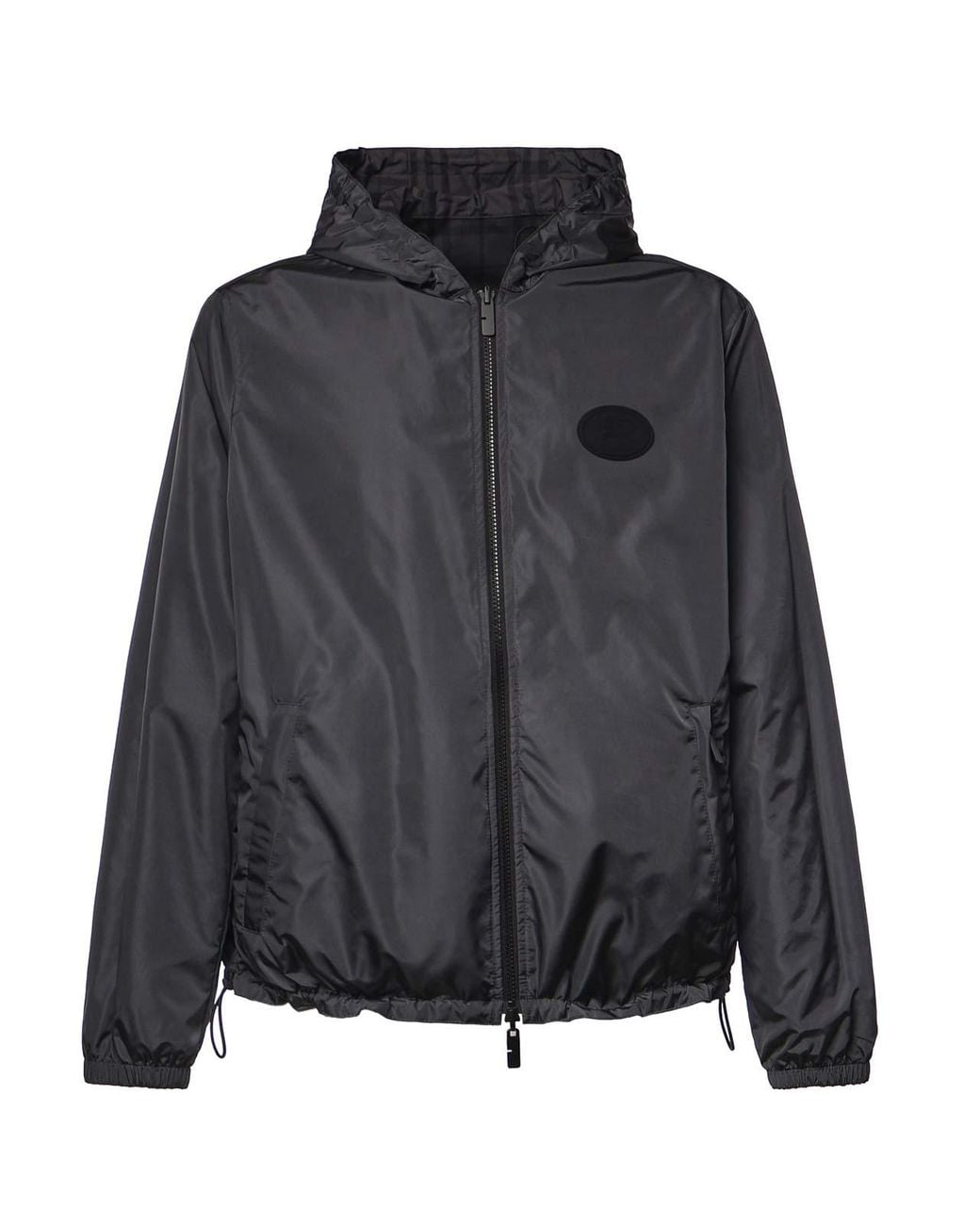 Burberry Black Reversible Newport Check Hooded Jacket for men