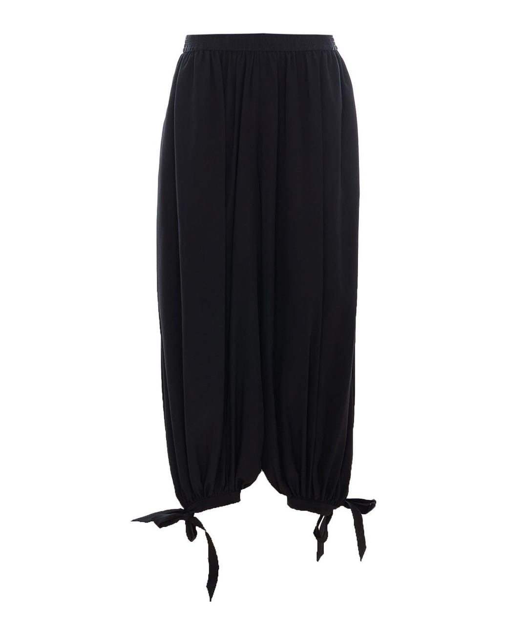 Chloé Black Fluid Pleated Crepe De Chine Pants
