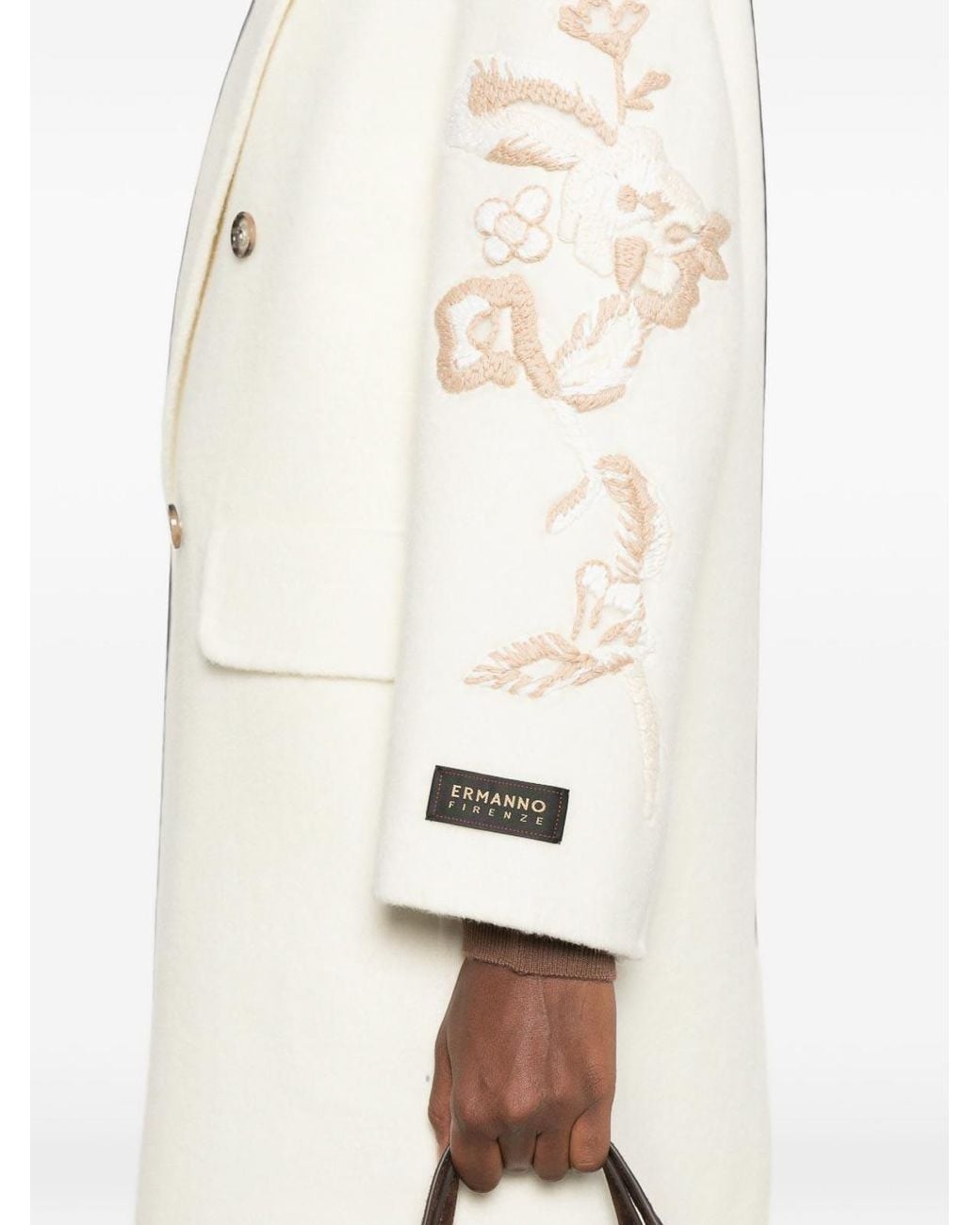 ERMANNO FIRENZE White Wool Double-Breasted Coat