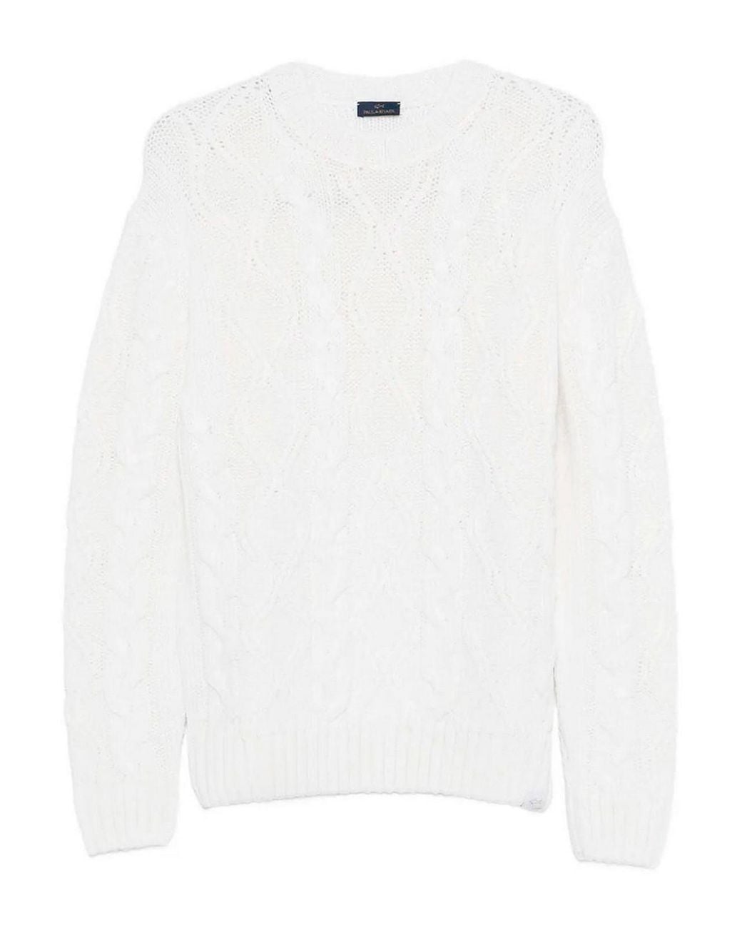 Paul & Shark White Cable Knit Crewneck Wool Sweater for men