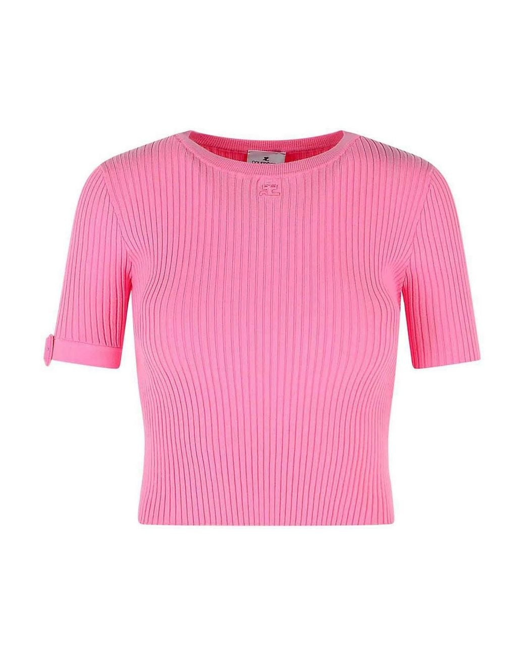 Courreges Pink Viscose Blend T-Shirt