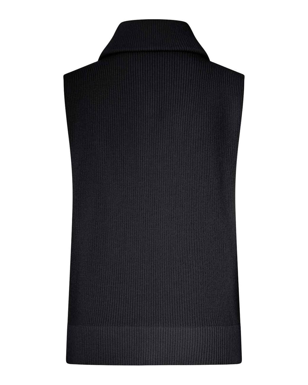Maison Margiela Black Ribbed Knit Zip-Up Vest