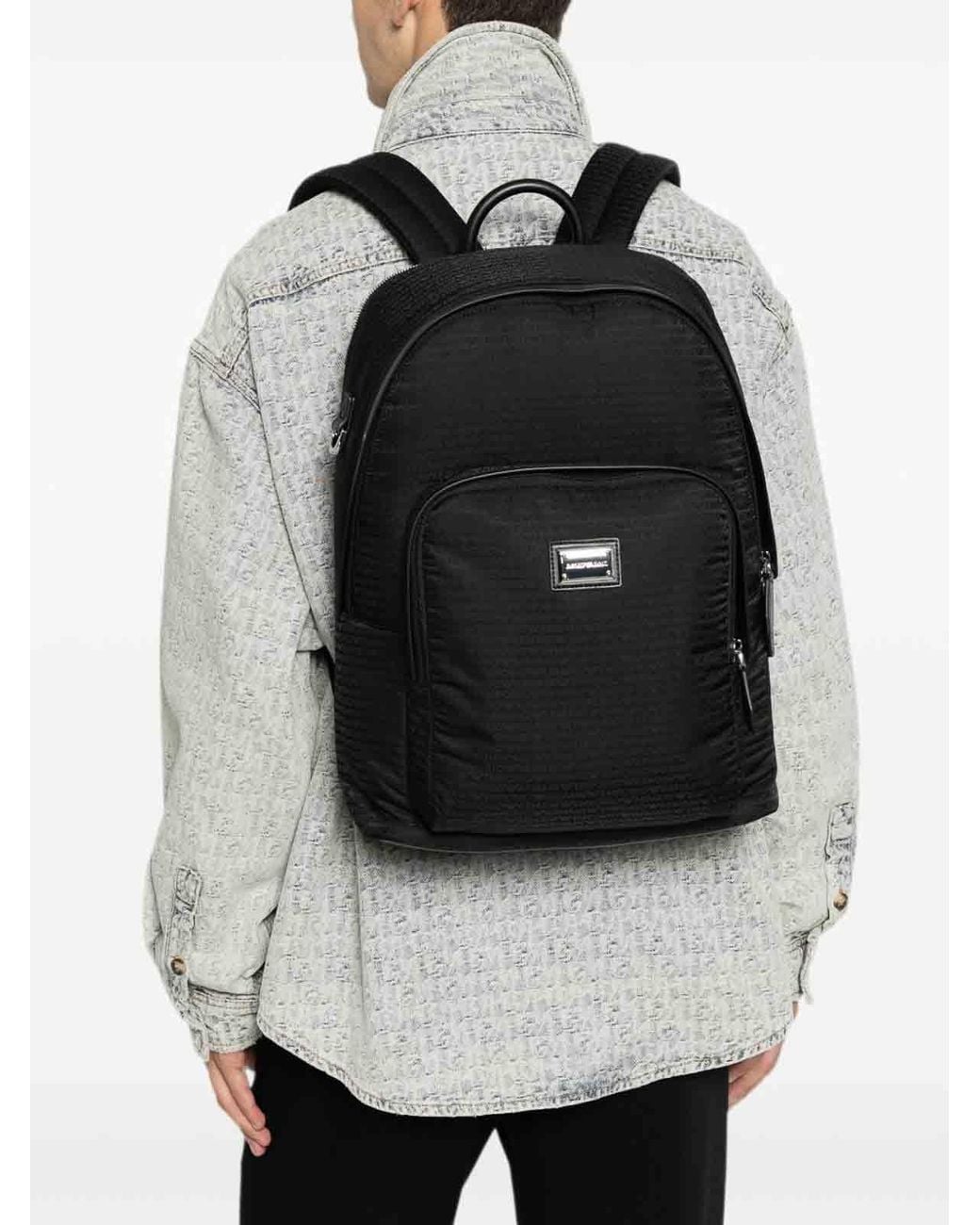 Emporio Armani Black Nylon Backpack for men