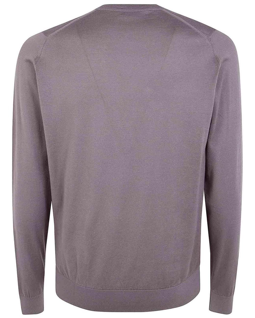 John Smedley Purple Rowland Crewneck Long Sleeves Pullover for men