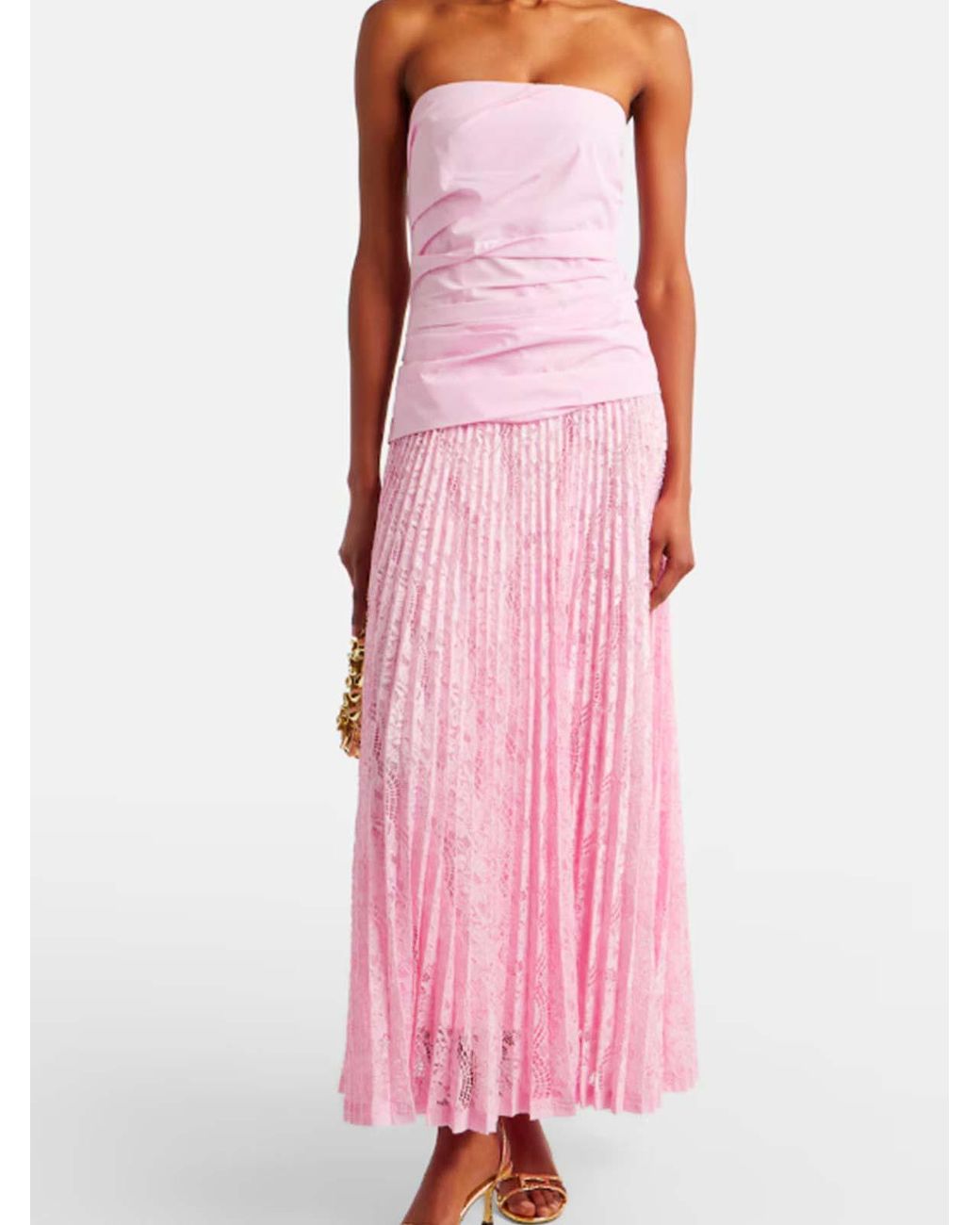 Jonathan Simkhai Pink Cotton And Lace Midi Dress