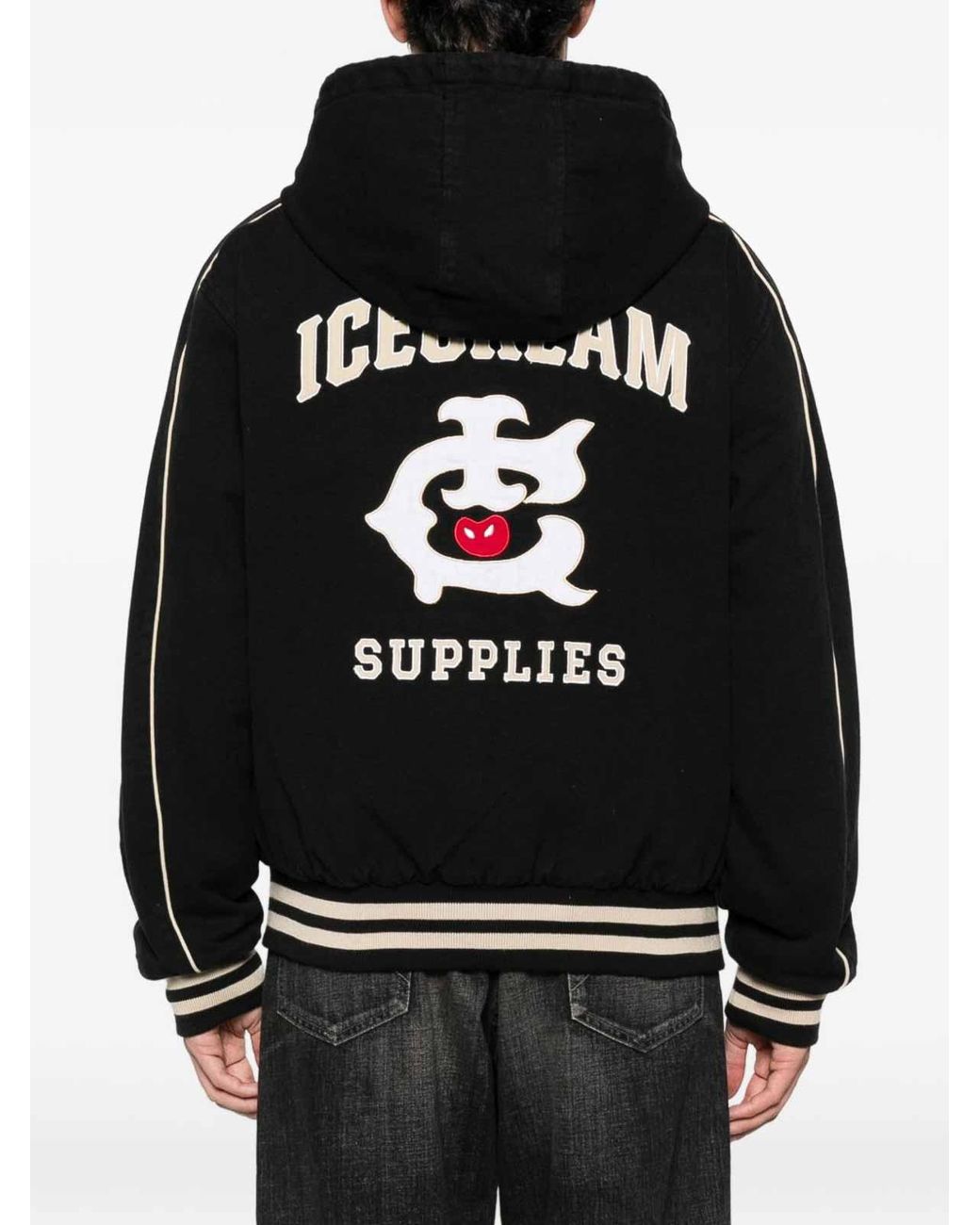 ICECREAM Black Cotton Hooded Bomber Jacket for men