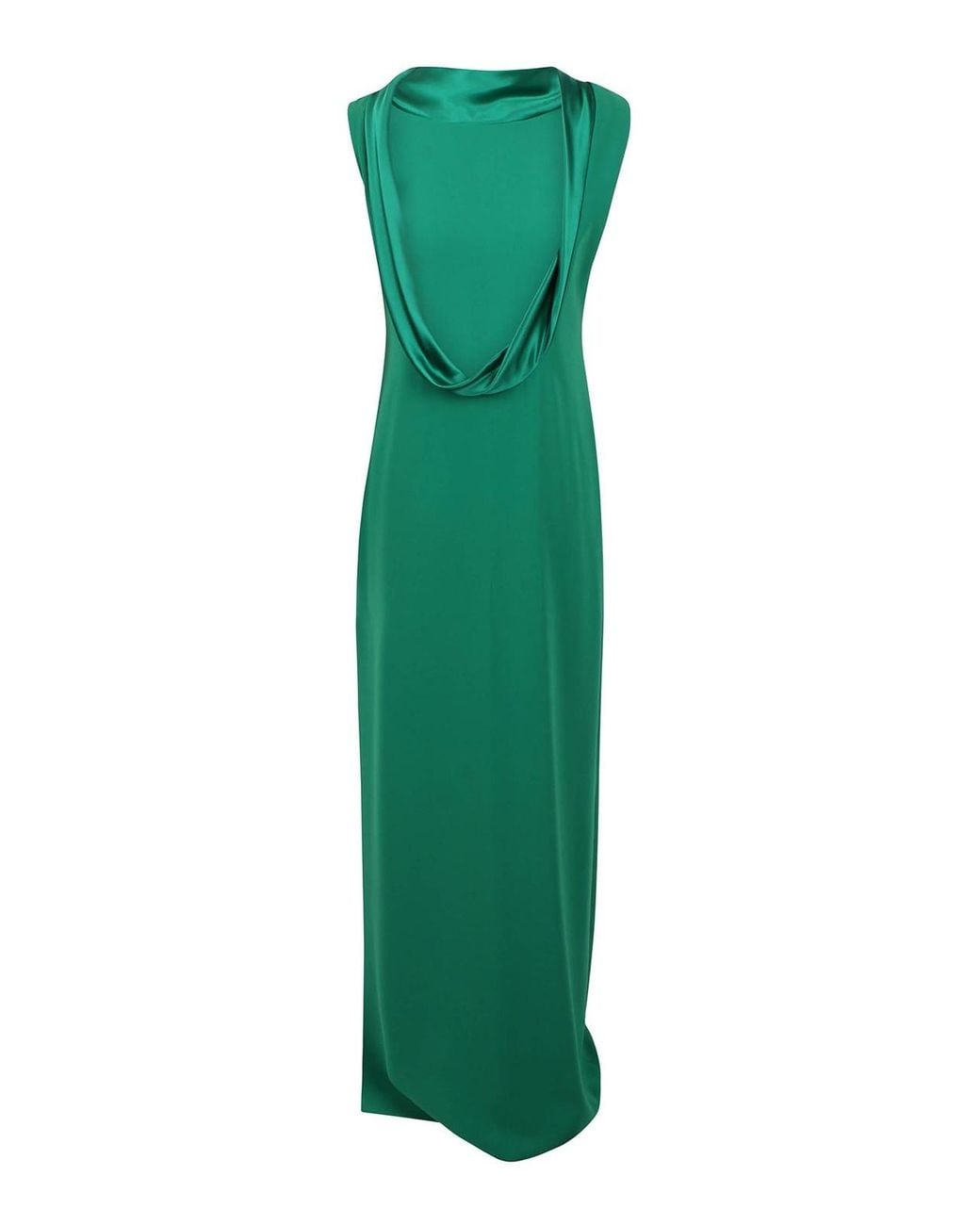 Max Mara Green Cady Dress With Draped Back