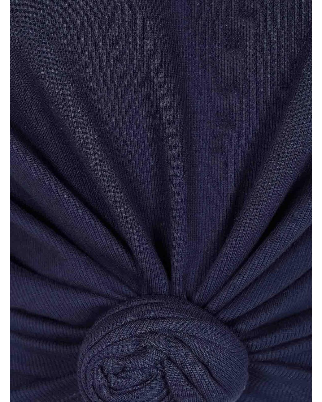 Magda Butrym Blue Twist Cropped T-Shirt