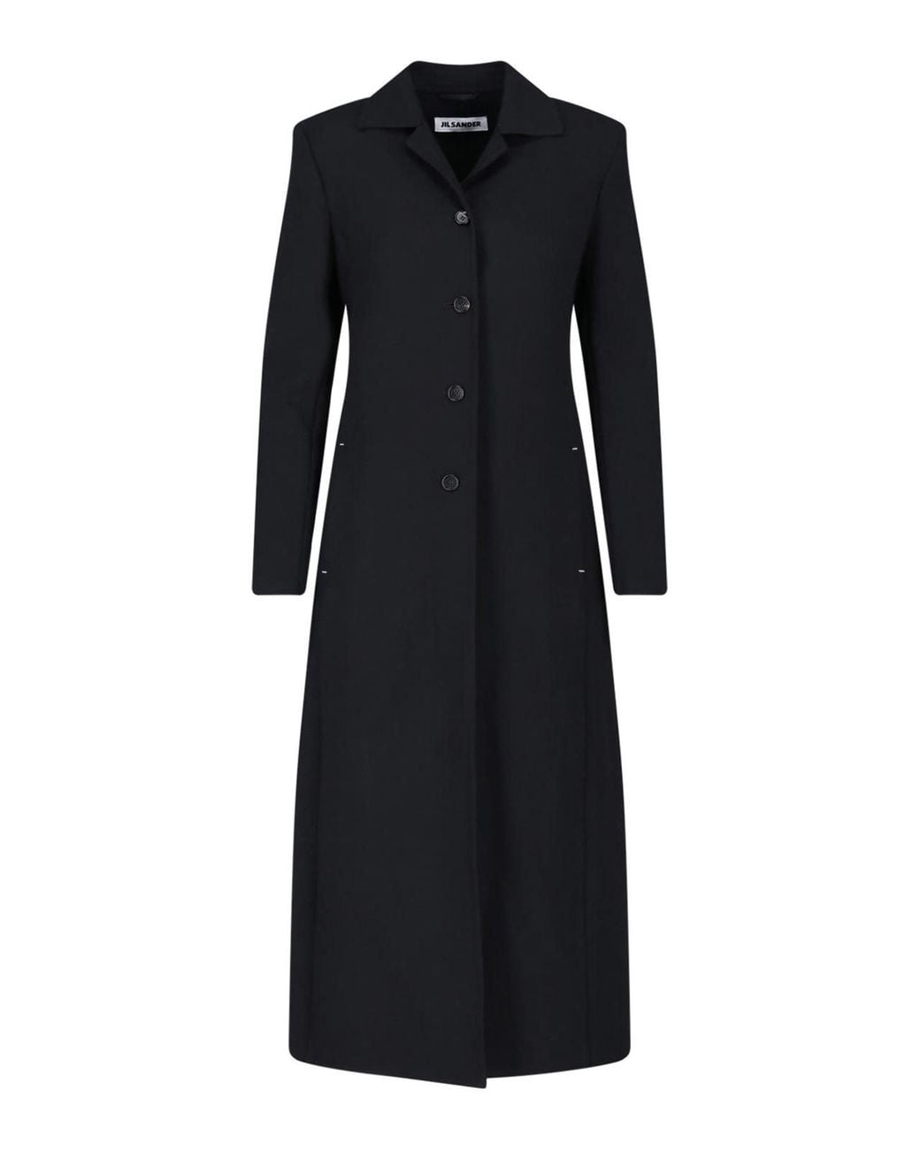 Jil Sander Black Single-Breasted Virgin Wool Coat