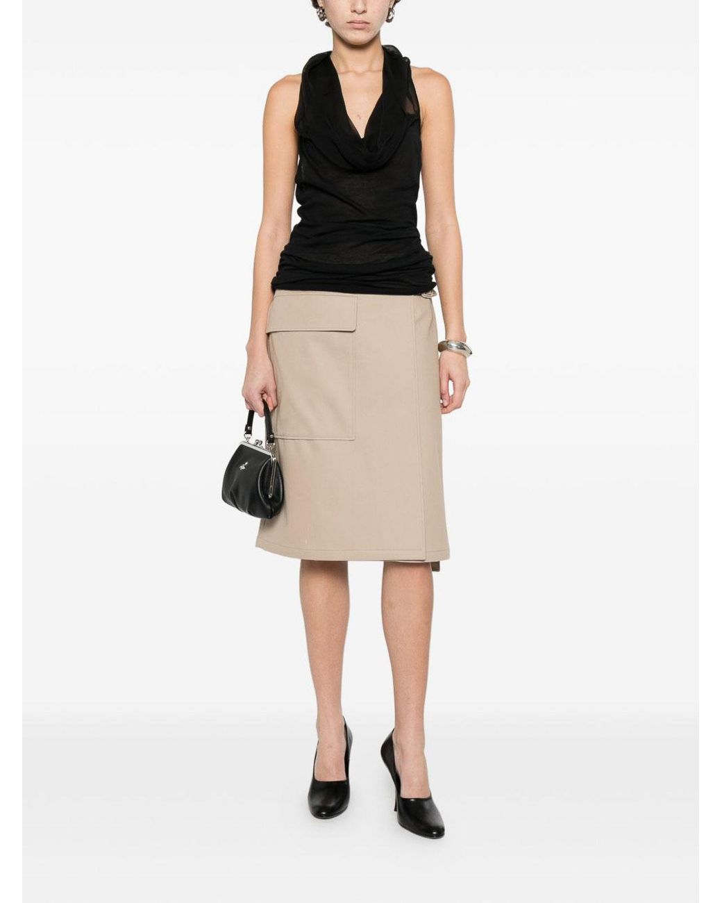 Courreges Natural Midi Skirt With Belt