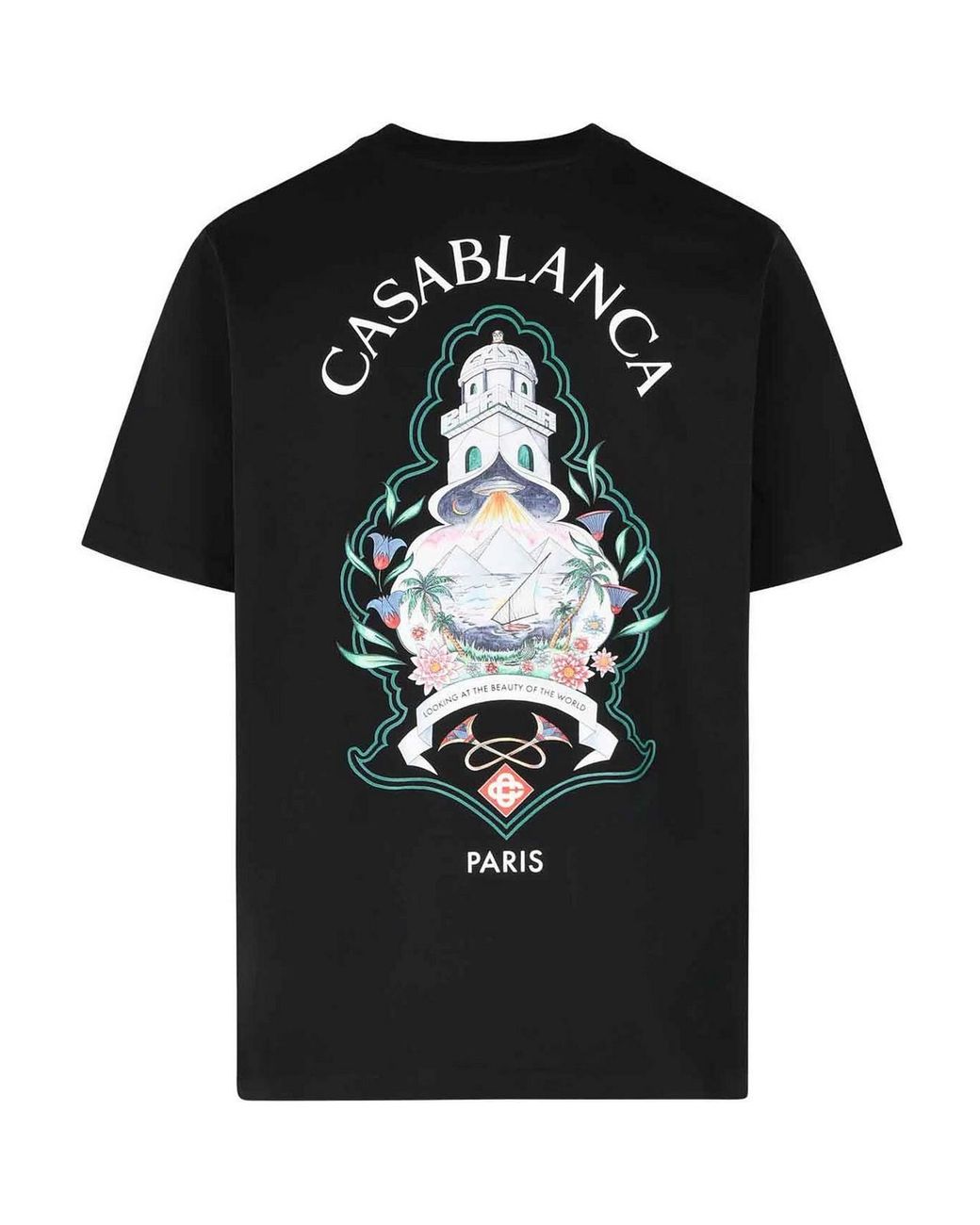 Casablanca Black Hotel Emblem' Cotton T-Shirt for men