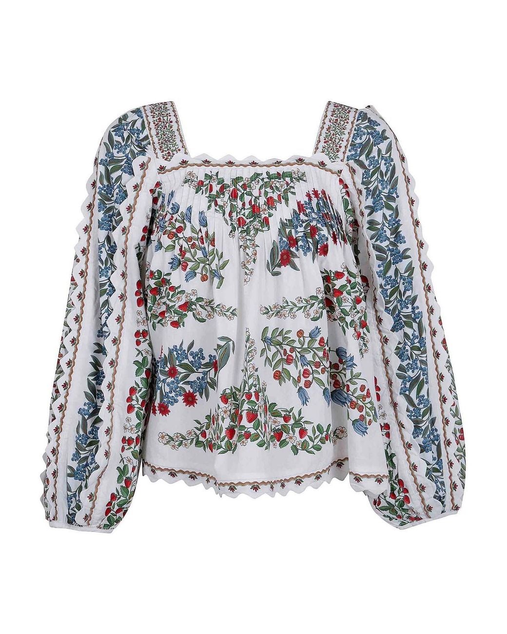 Farm Rio White Long Sleeve Blouse