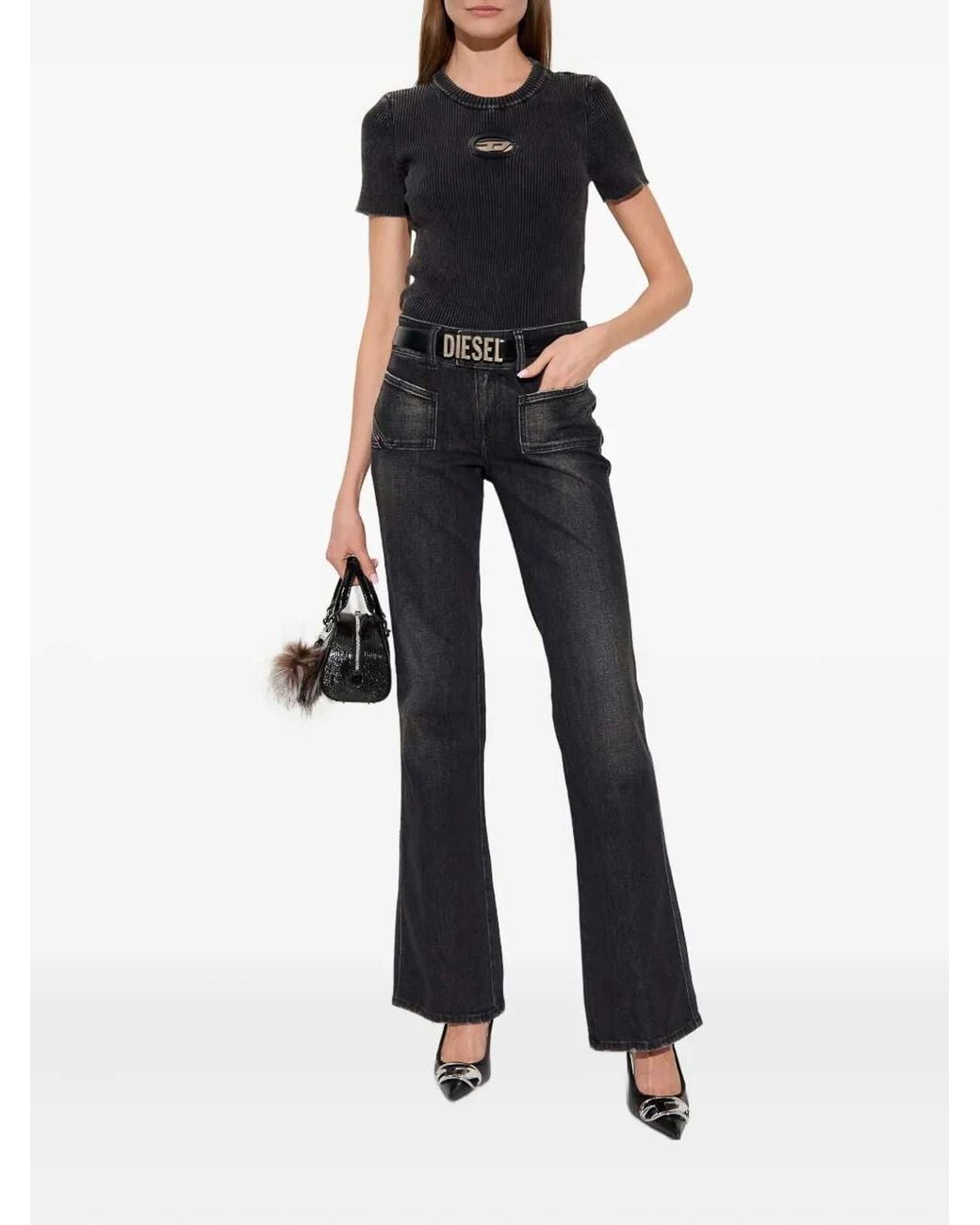 Pull Col Rond DIESEL en coloris Black