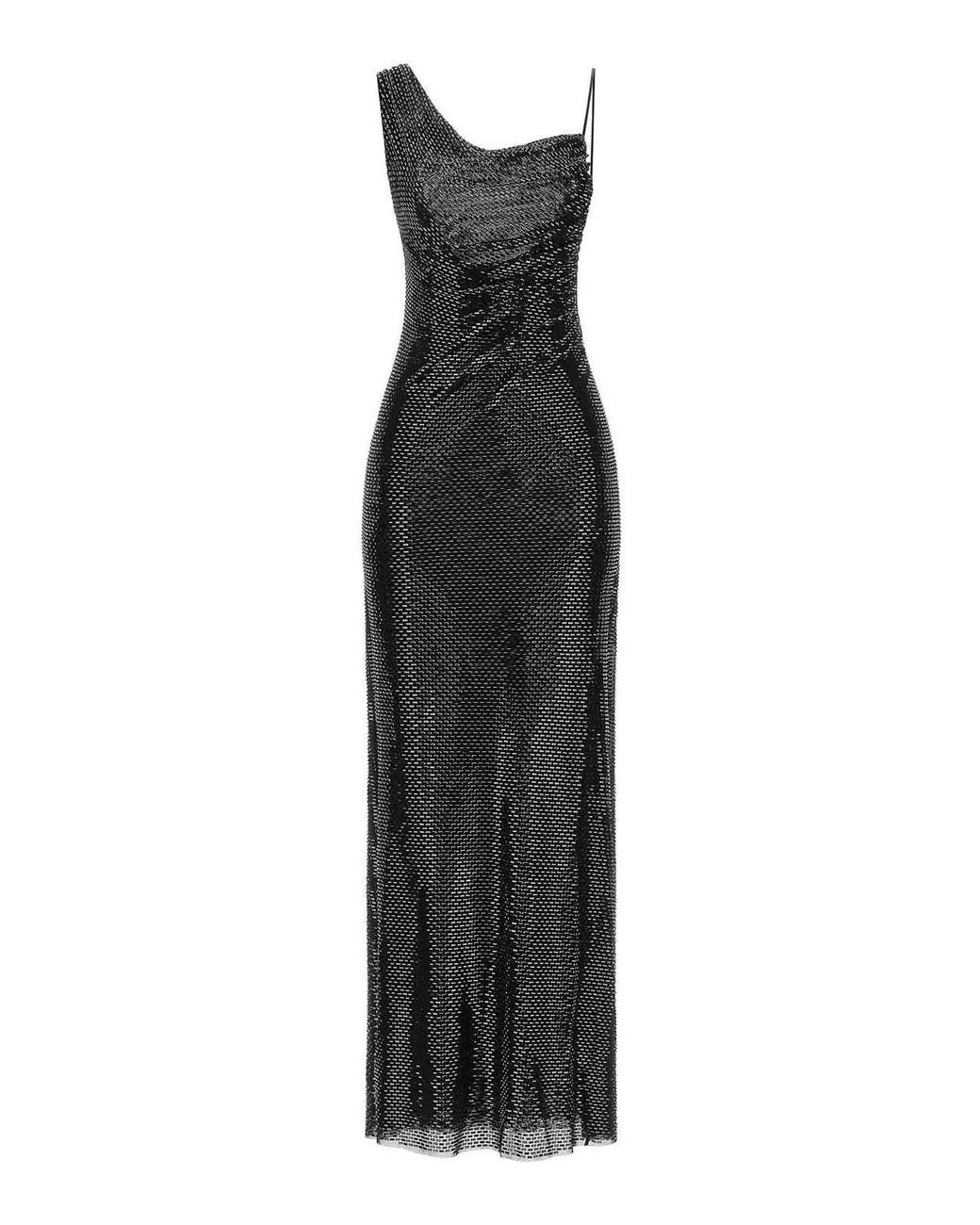 Self-Portrait Black Self Portrait Rhinestone Draped Maxi' Dress