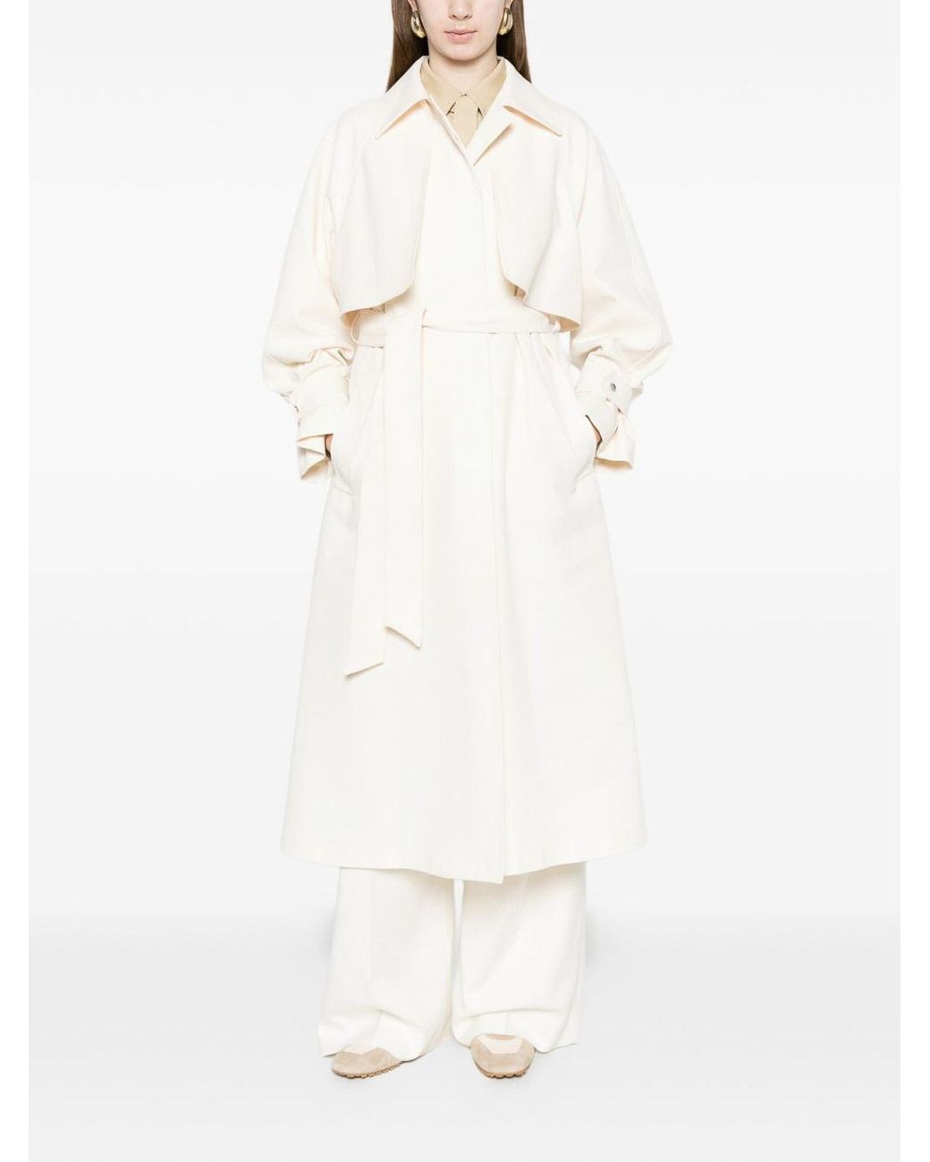 Herno White Ivory Knot Trench Coat