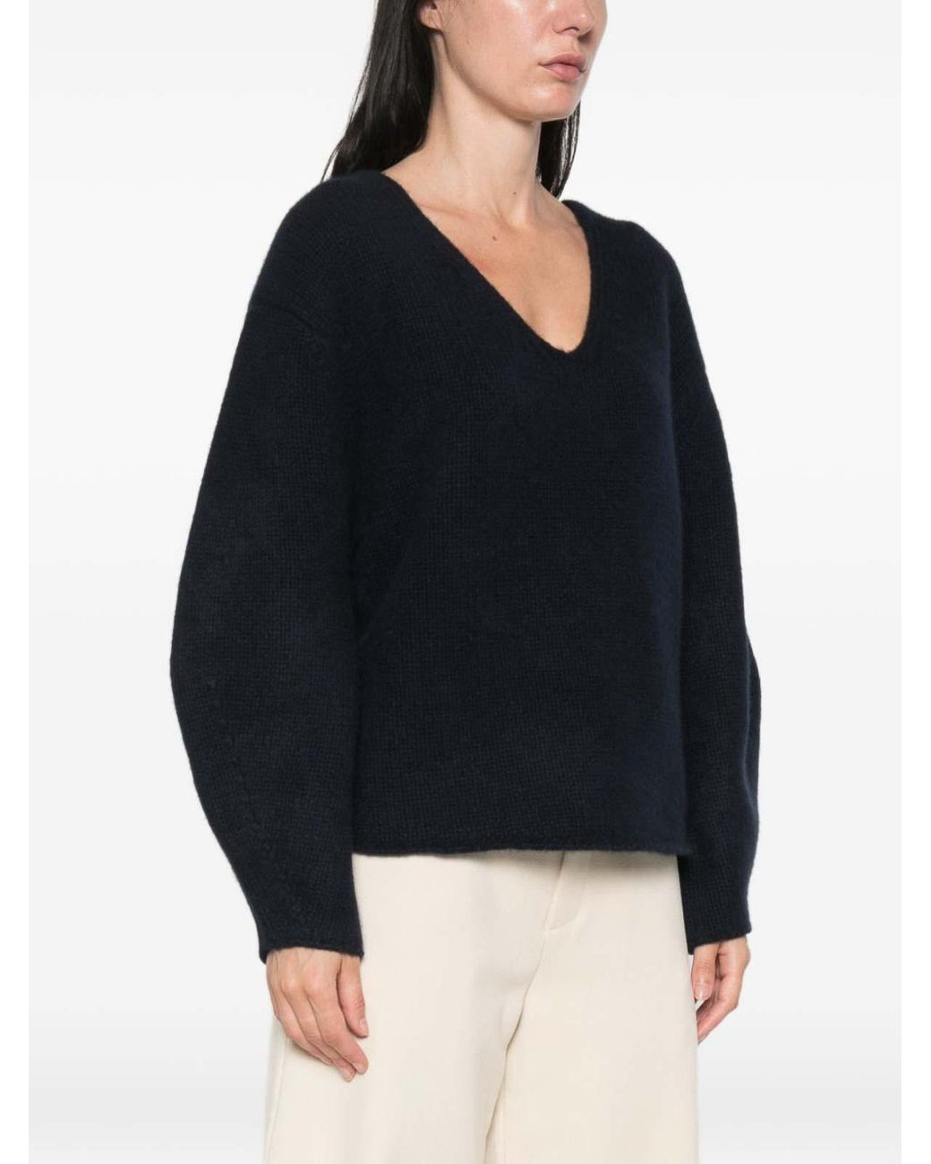 Soft Goat Black Cashmere V-Necked Sweater