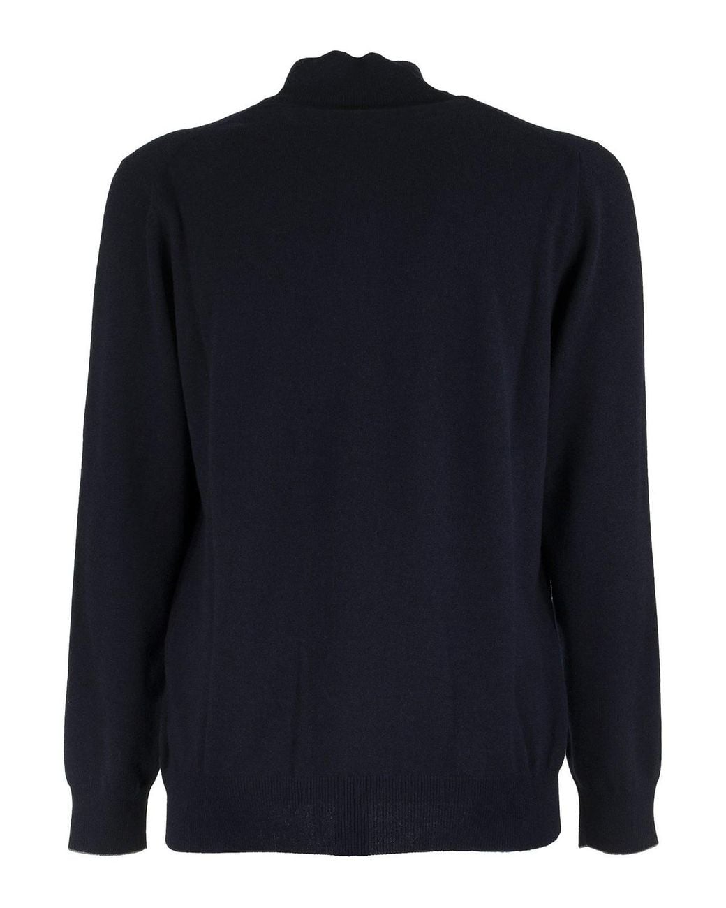 Brunello Cucinelli Blue Cashmere Turtleneck Sweater With Zipper for men