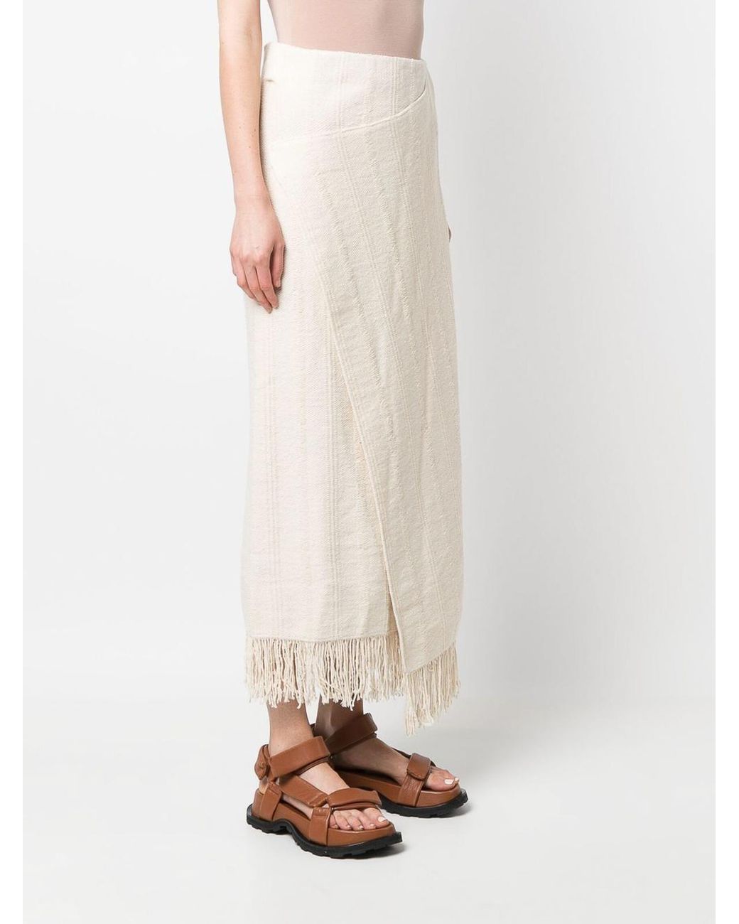 Jil Sander White Cotton Blend Midi Skirt