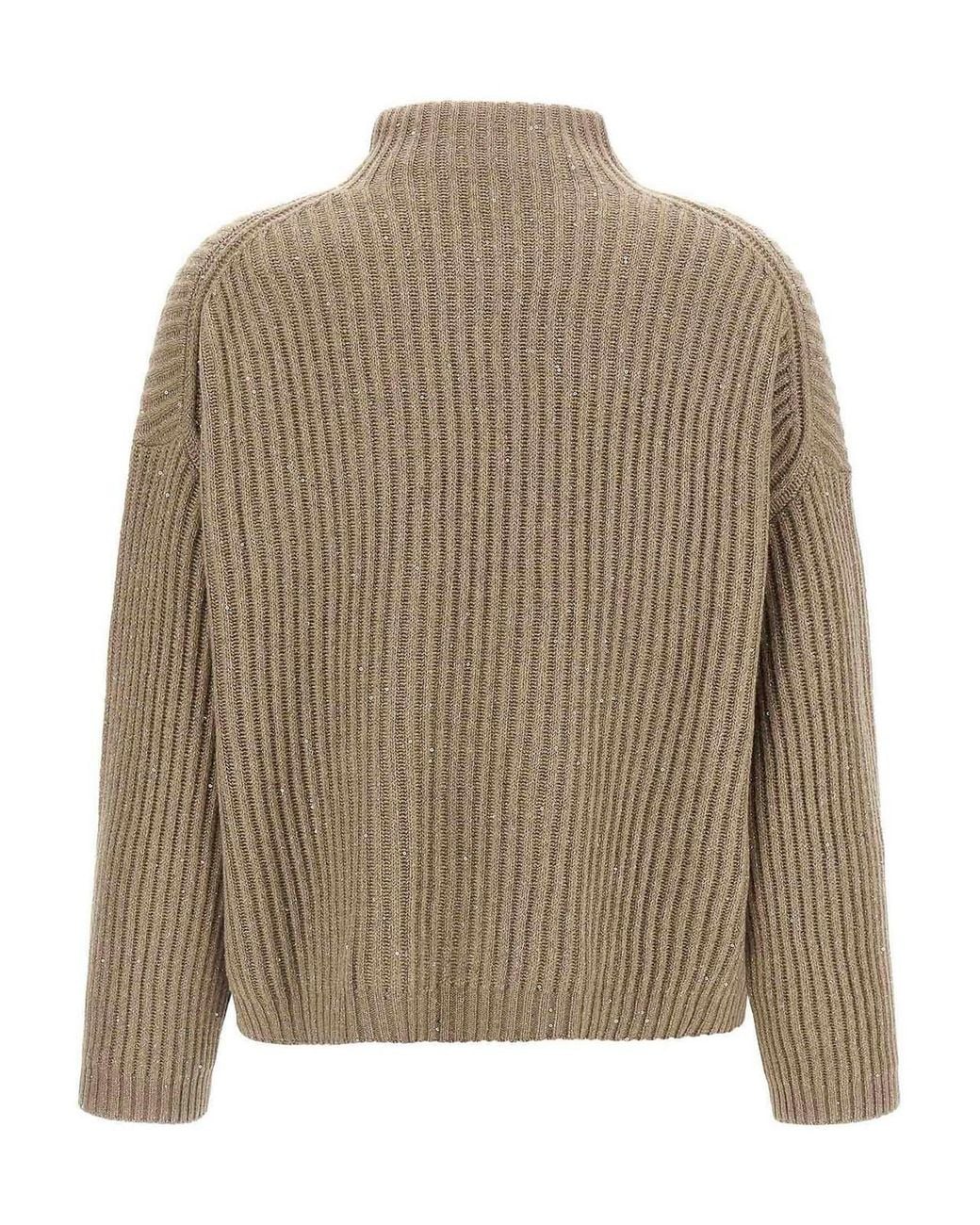 Brunello Cucinelli Brown Sparkling & Dazzling Wool-Cashmere Jumper