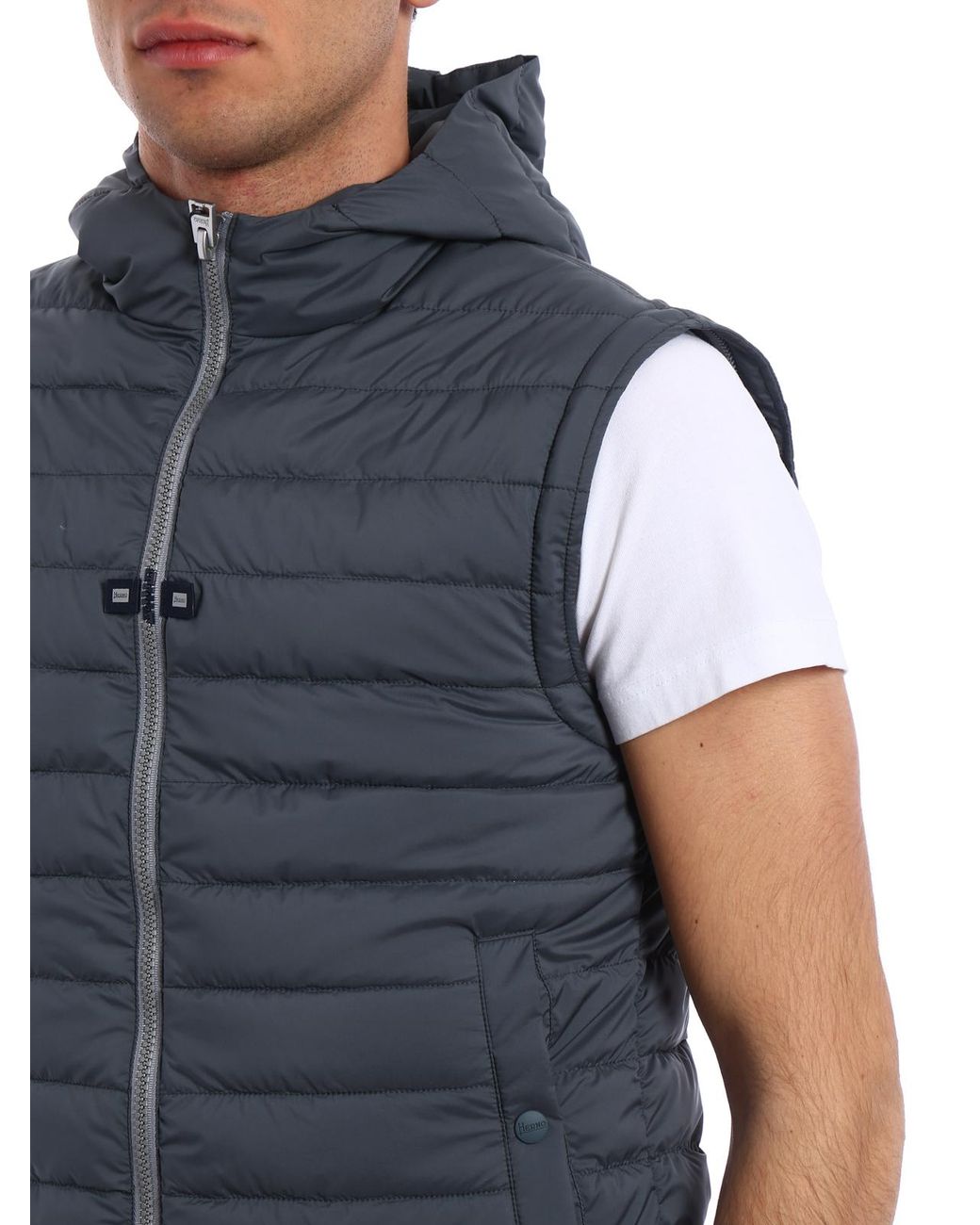 Herno Blue Jacket With Removable Sleeves for men