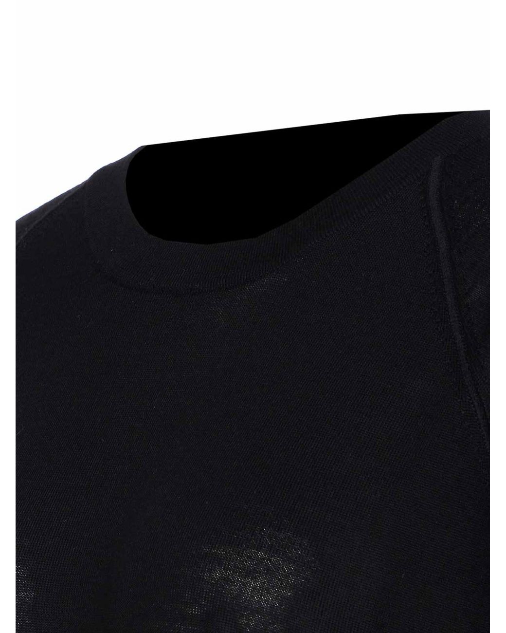 Pinko Black Relaxed-Fit Wool Sweater With Seam Detail
