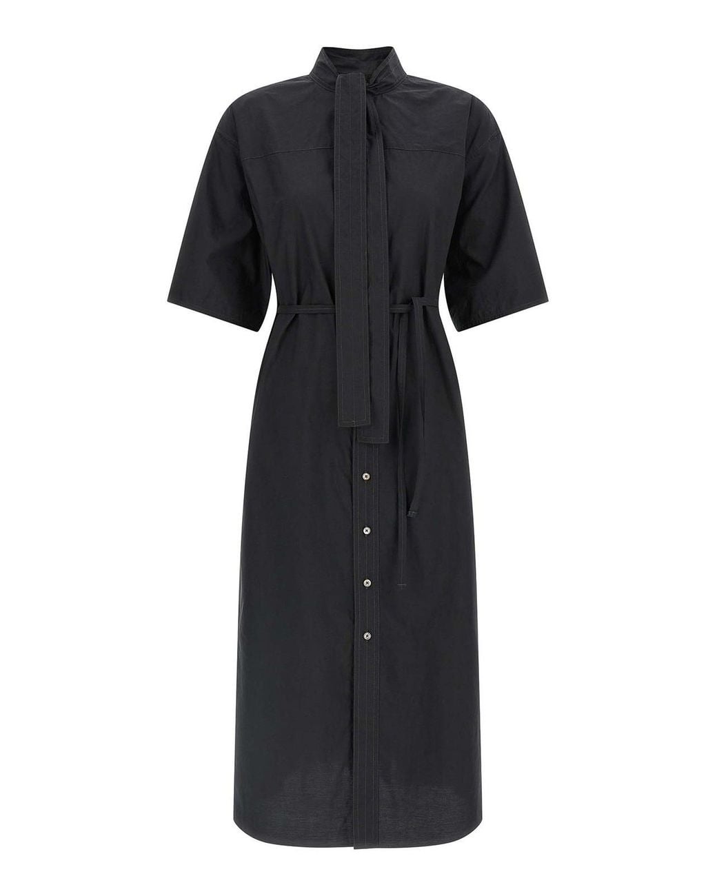 Lemaire Black Cotton Midi Dress