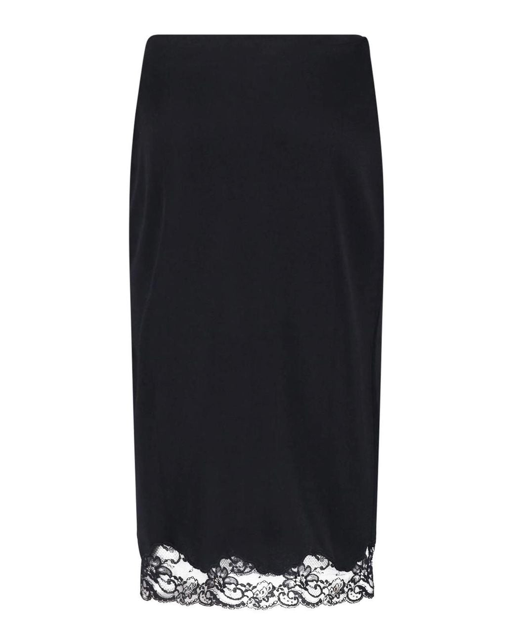 Balmain Black Midi Skirt With Lace