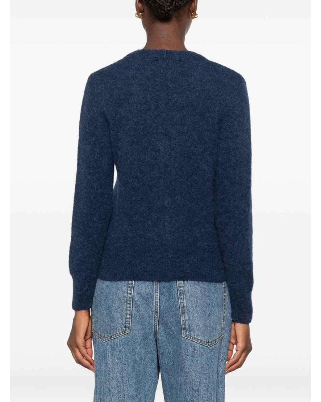 Base London Blue Wool V-Necked Cardigan