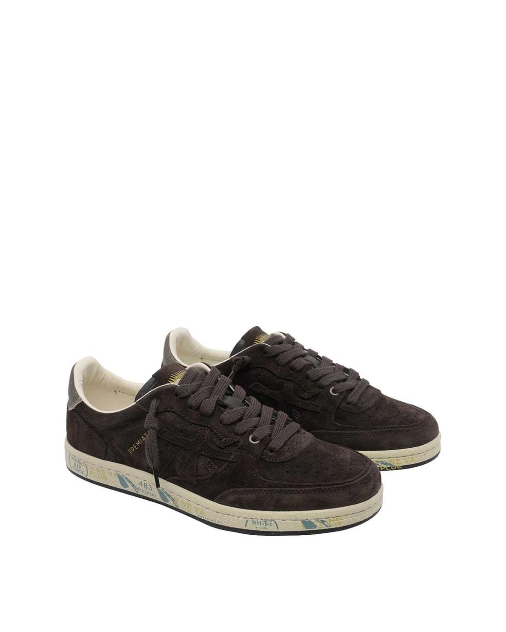 Premiata Black Clay Suede Trainers With Perforated Toe for men