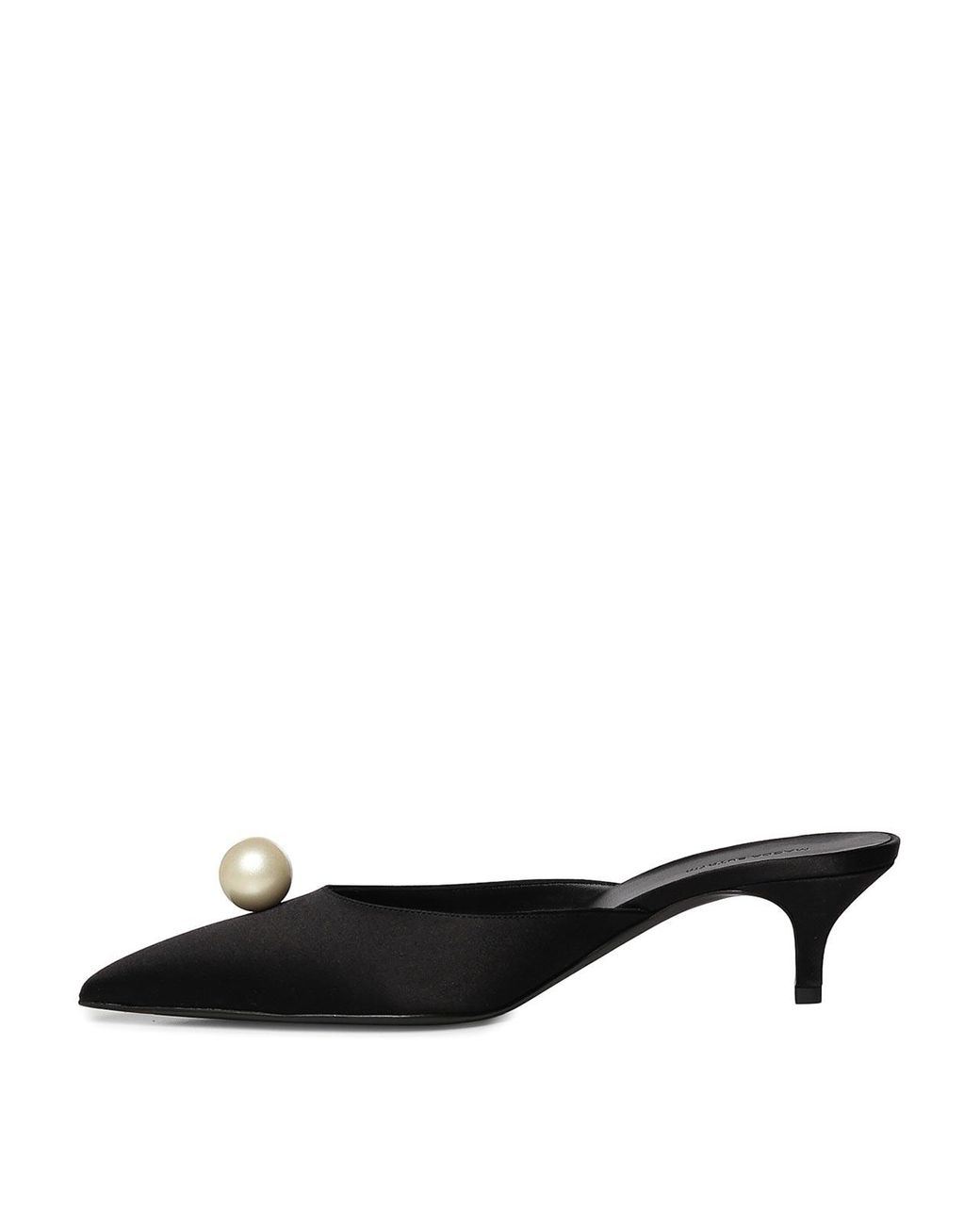 Magda Butrym Black Satin Mules With Pearls