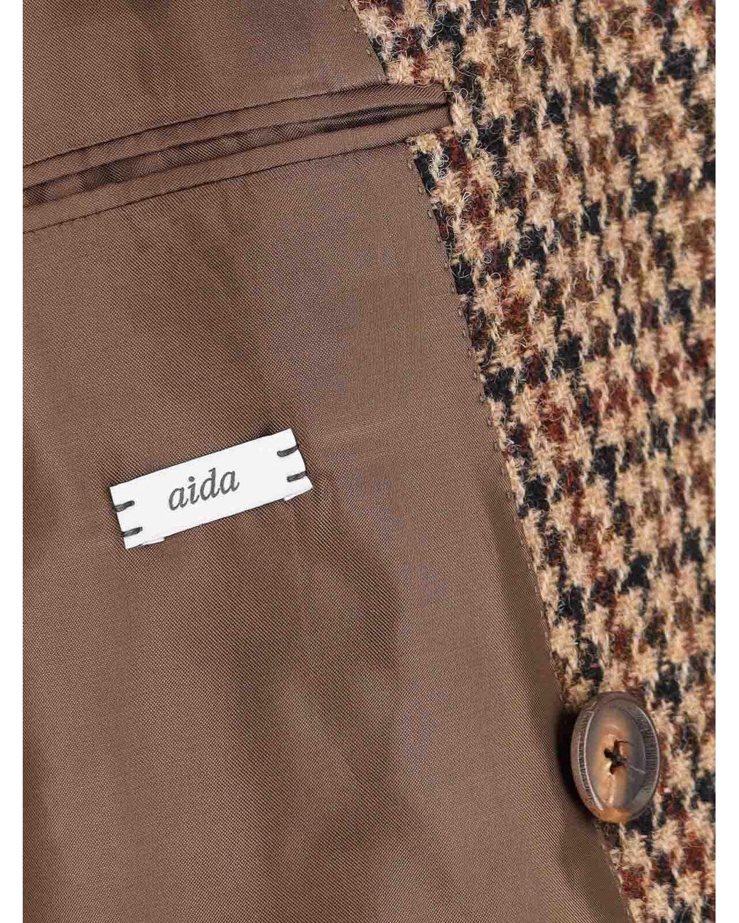 Caruso Brown Double-Breasted Wool Coat for men