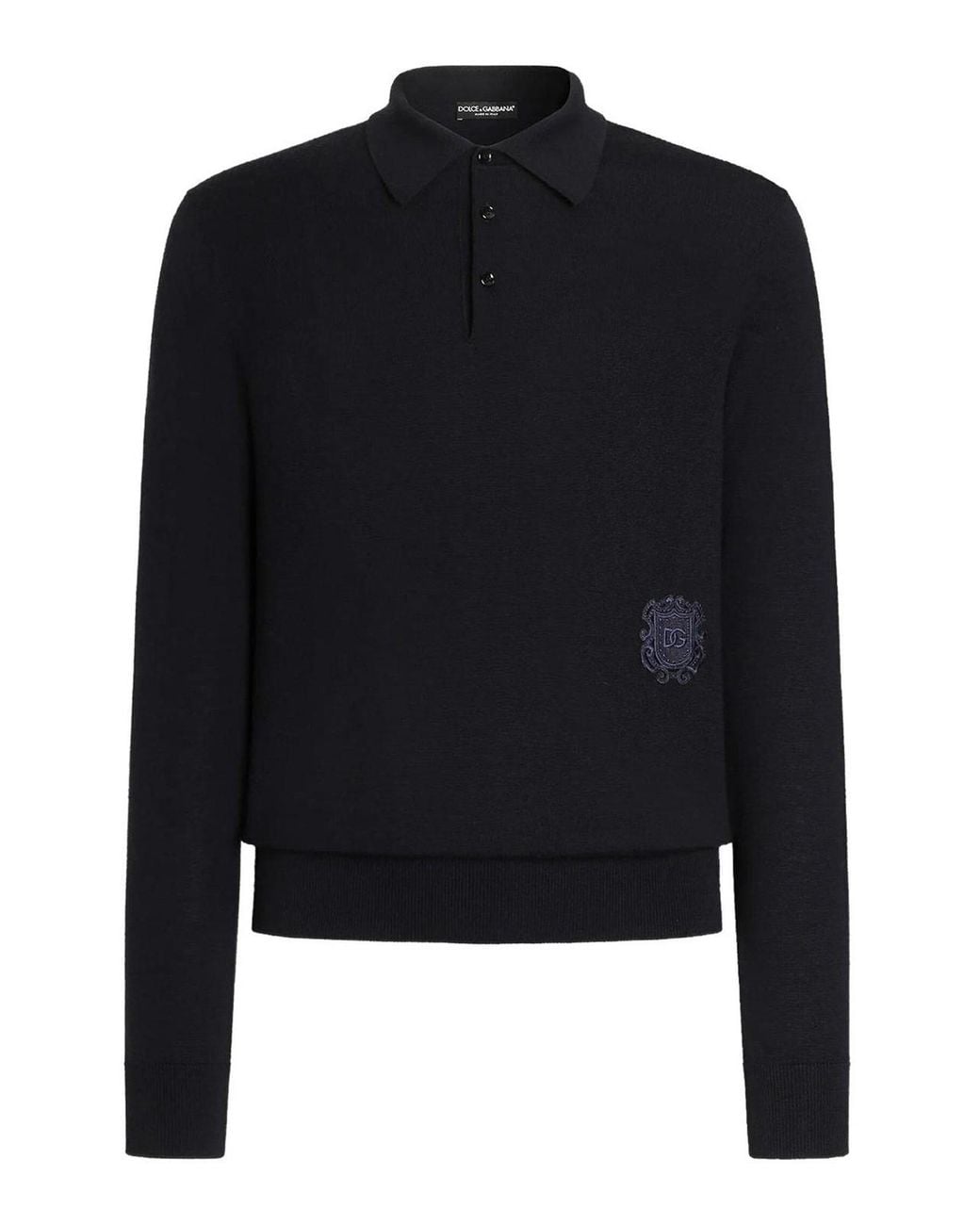 Dolce & Gabbana Blue Virgin Wool Polo Shirt for men