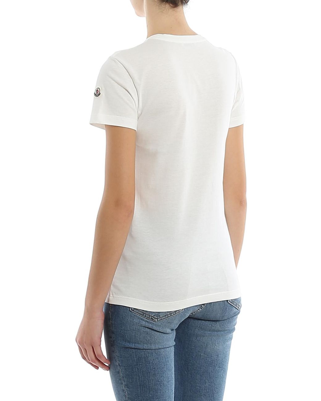 Moncler White Cotton T-Shirt With Logo Patch