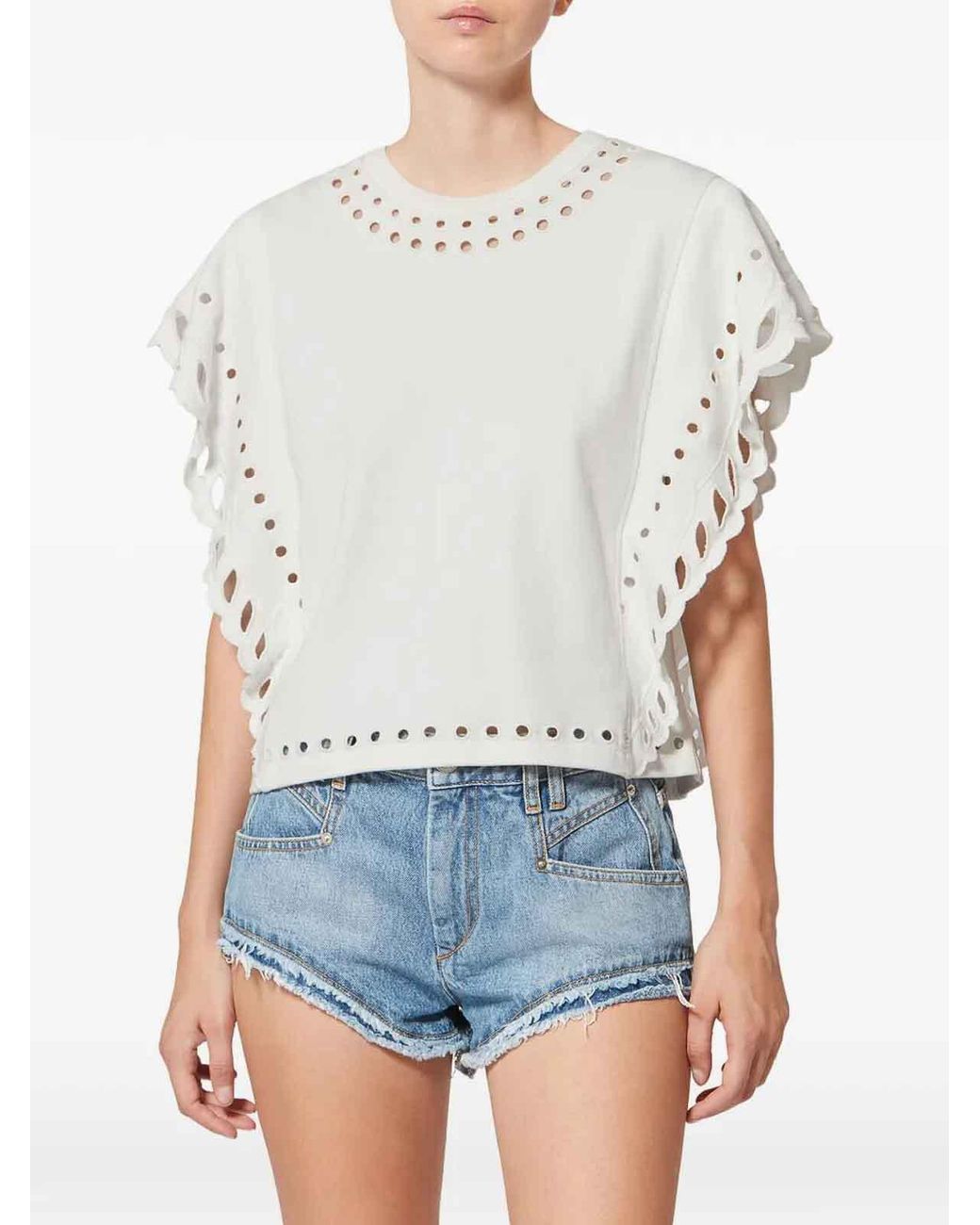 Isabel Marant White Odyle Cotton Top