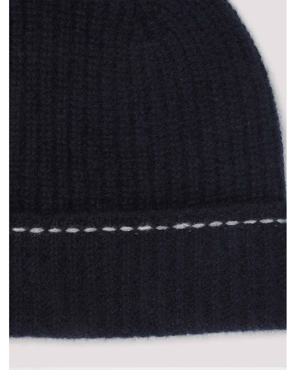 Kiton Blue Rib-Knit Beanie for men
