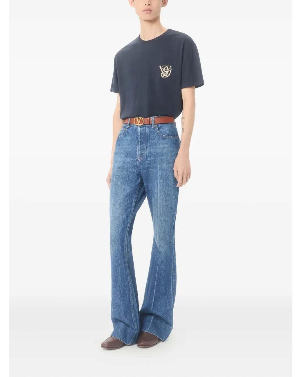 Valentino Blue Embroidered T-Shirt for men