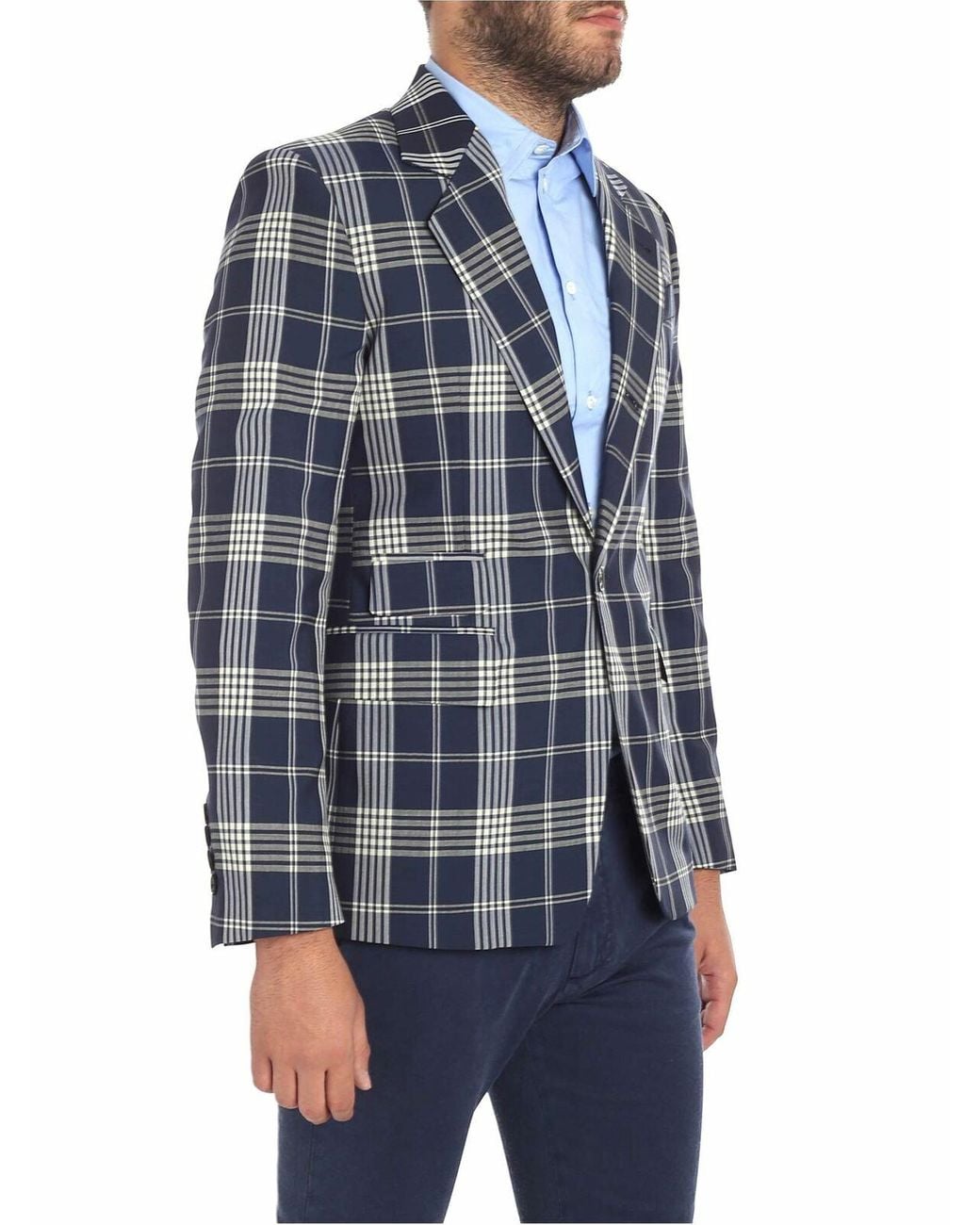 Vivienne Westwood Blue Tartan Printed Jacket for men