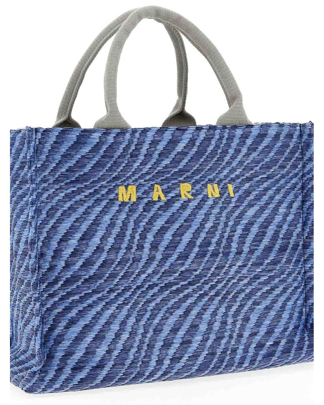 Marni Blue Raffia Handbag