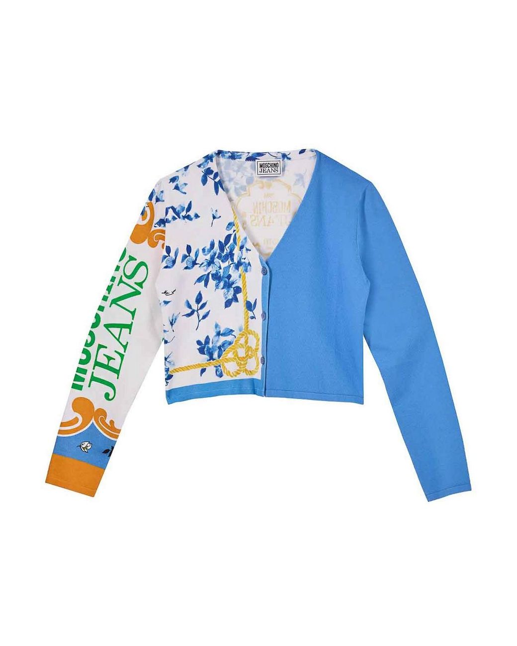 Moschino Blue Cardigan Stampa Foulard