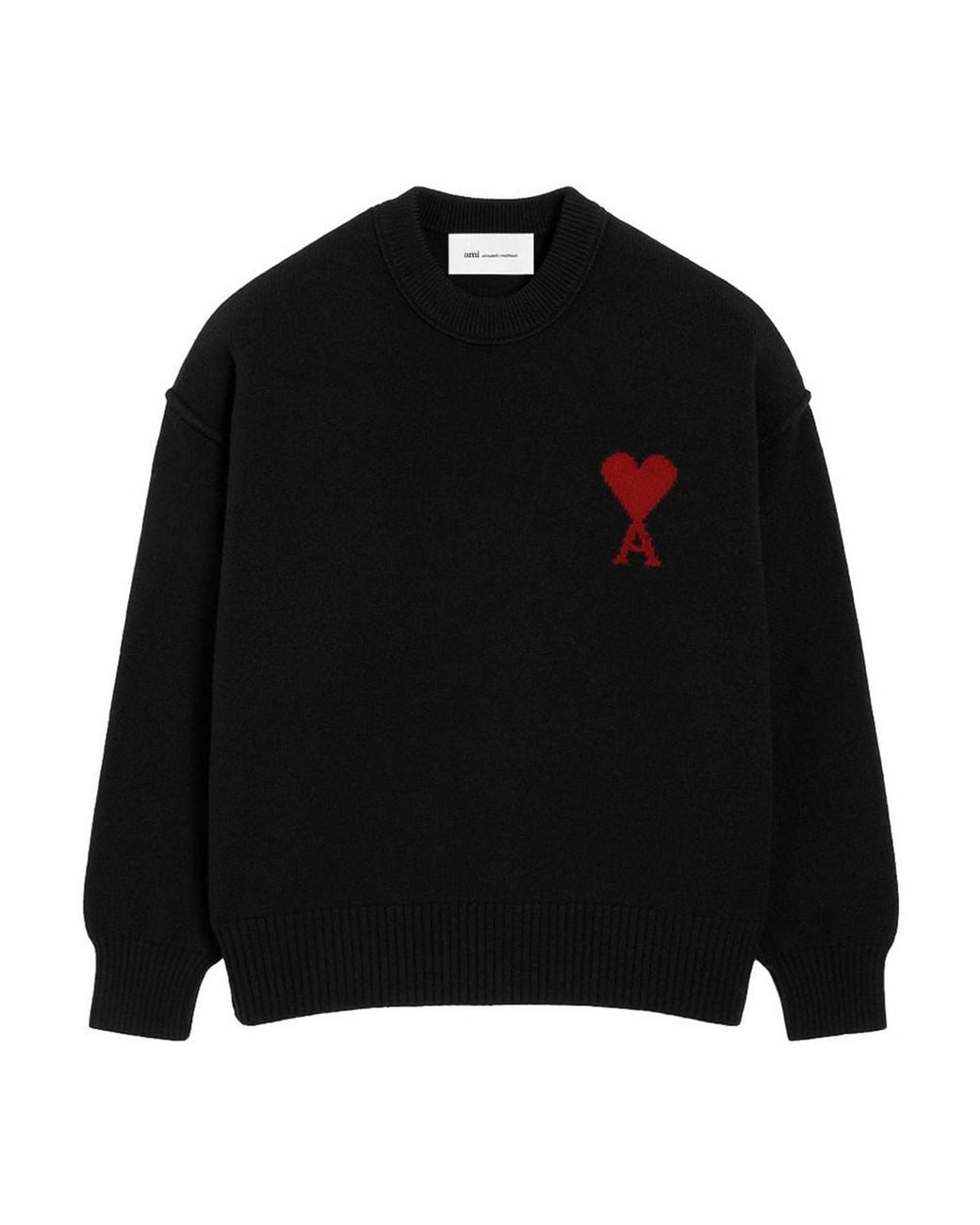 AMI Black Ami De Coeur Wool Crewneck Sweater