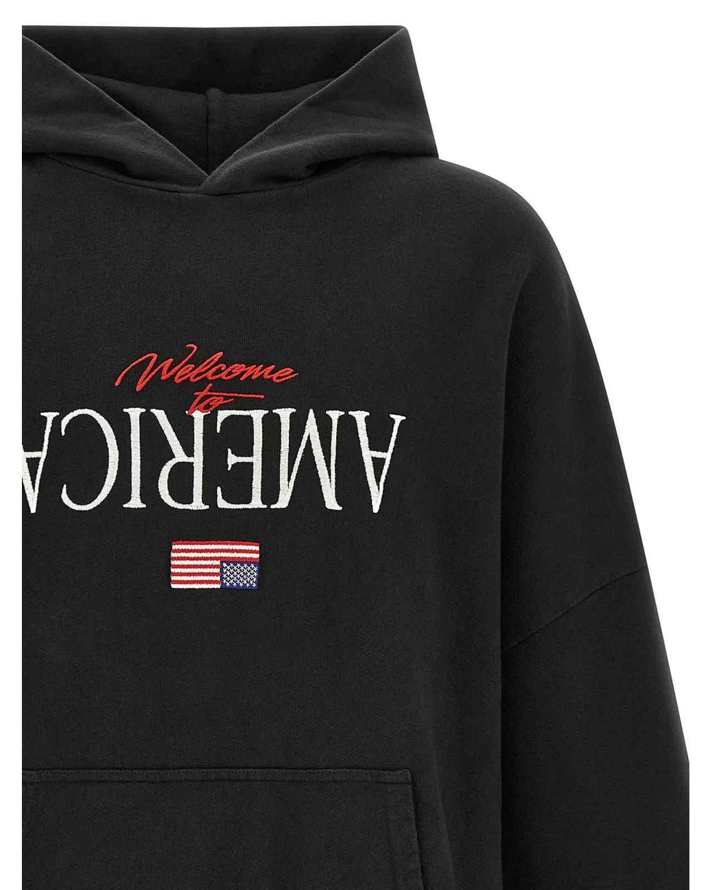 Willy Chavarria Black Welcome To America-Hooligan Hoodie for men