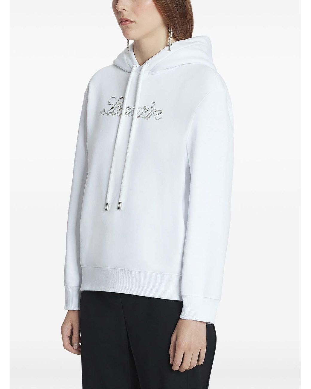 Lanvin White Hoodie Logo Manuscrit Brod