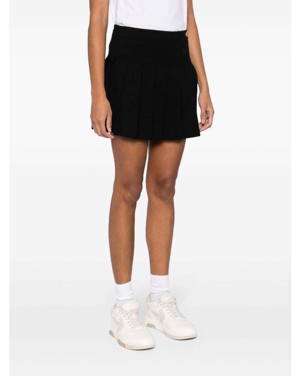 Palm Angels Black Monogram Pleated Skirt