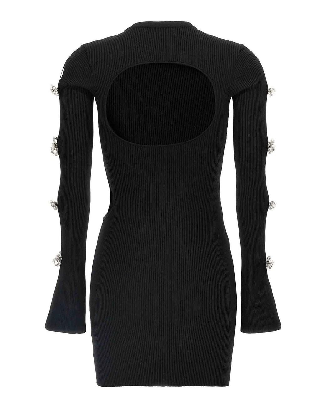 Mach & Mach Black Cut-Out Crystal Bow Dress