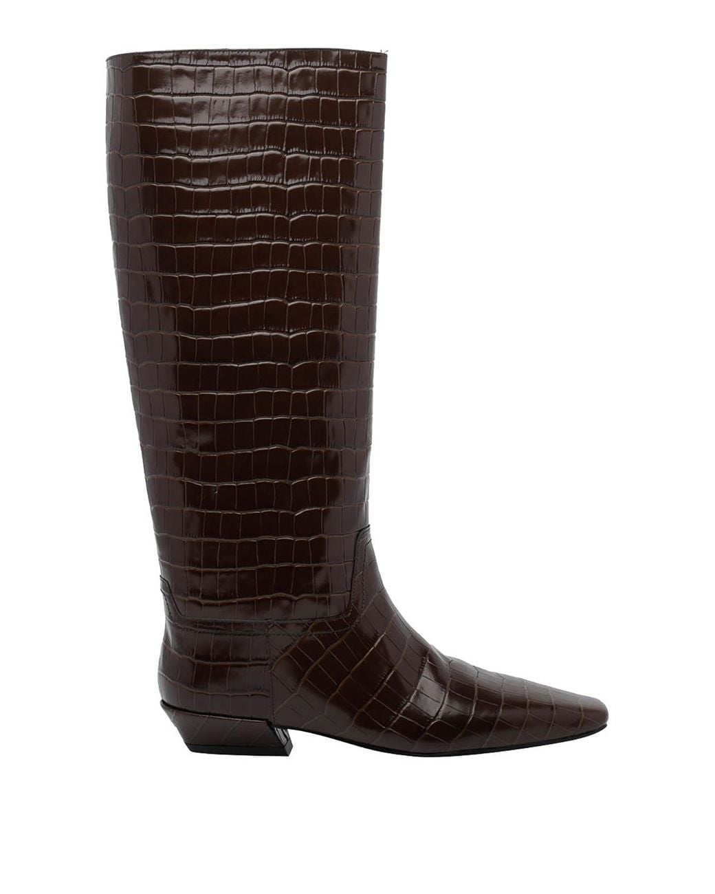 Jeffrey Campbell Brown Passo Croc-Effect Knee-High Boots