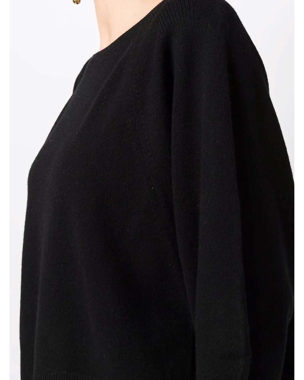 Alberta Ferretti Black V-Neck Ruffled Sweater