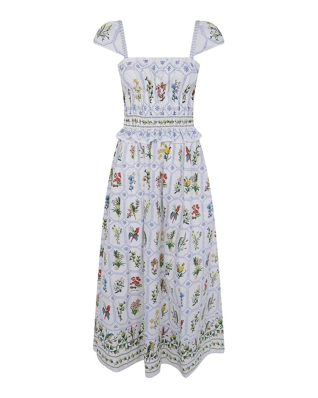 Farm Rio White Tropical Porcelain Off- Maxi Dress