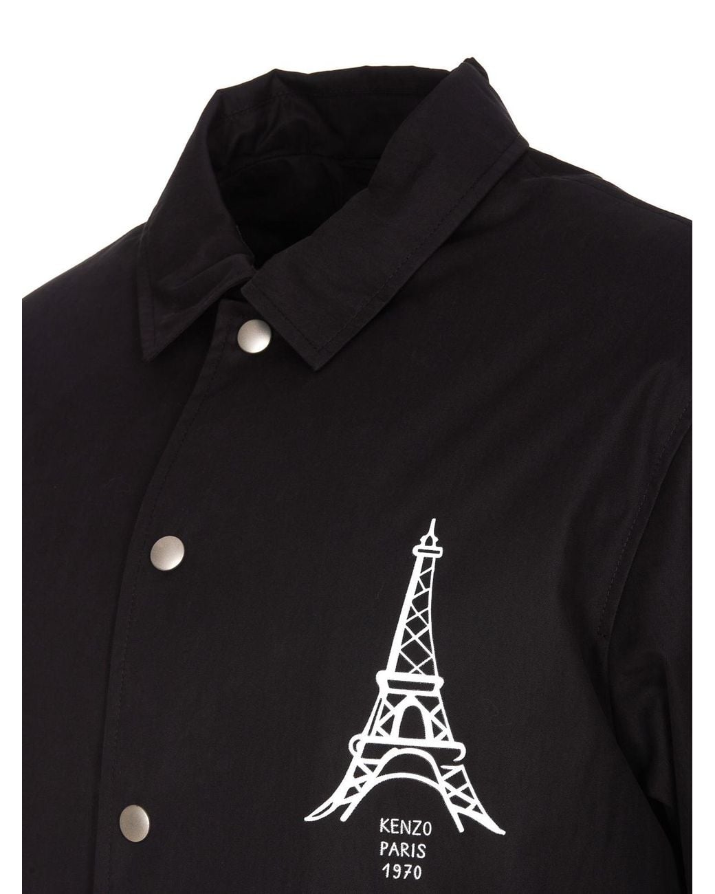 KENZO Black Front Logo Printed Jacket for men
